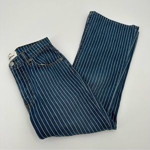 Reformation Blue and White Striped Ankle Jeans
